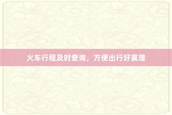 火车行程及时查询，方便出行好襄理