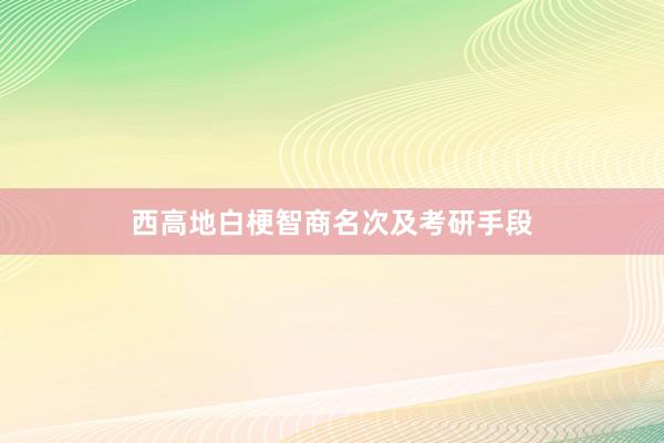 西高地白梗智商名次及考研手段